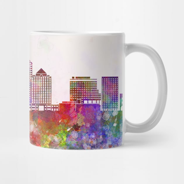 Albuquerque V2 skyline in watercolor background by PaulrommerArt